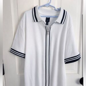River Island White Zip Polo Size Large